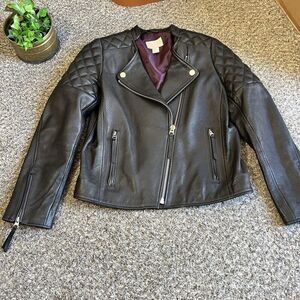 Black Quilted Women's Leather Jacket